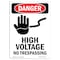 Signmission OSHA Danger Sign, 14" Height, Rigid Plastic, High Voltage No Trespassing, Portrait OS-DS-P-1014-V-1346 - alternate 1